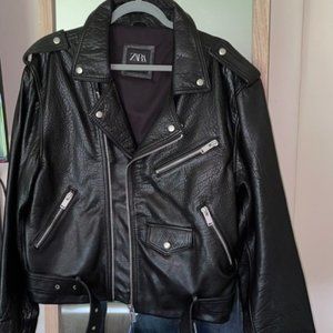 Zara Oversized genuine leather jacket